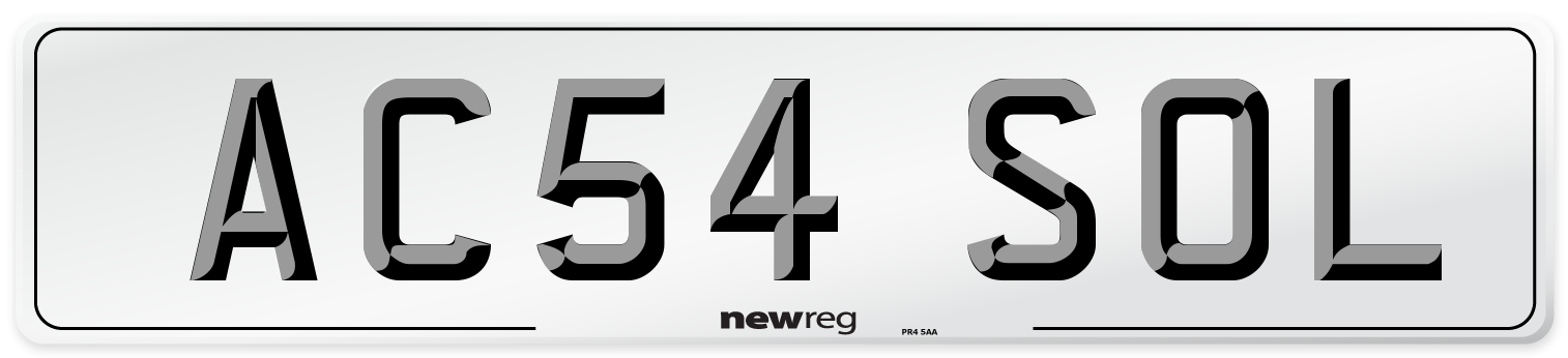 AC54 SOL Number Plate from New Reg
